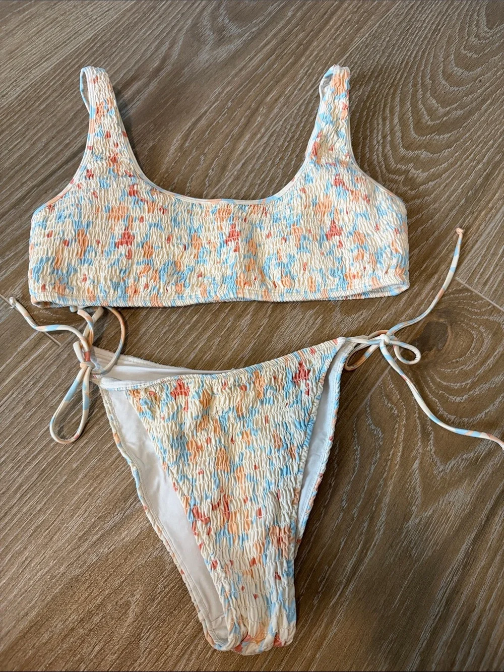 L*Space Smocked Flower Print Bikini Set Size Large Anthropologie